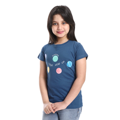 Diadora Girls Cotton Printed T-Shirt